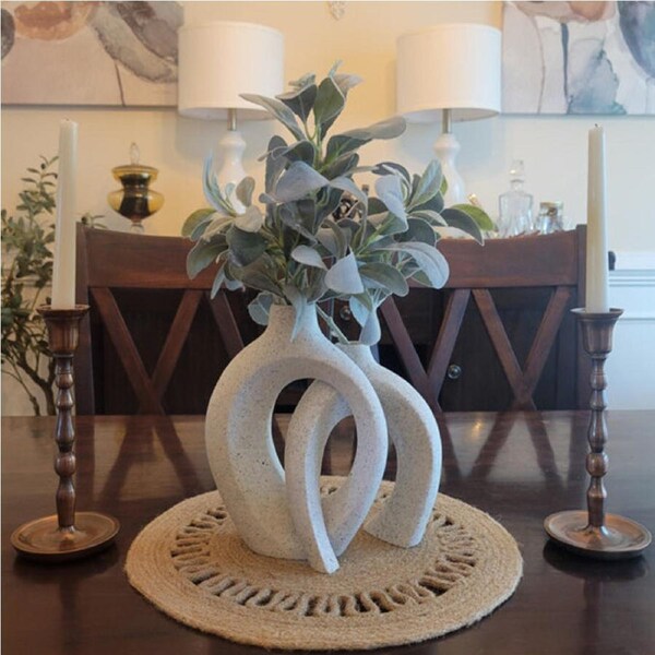 P&P 2pack Versatile Interlocking Vases Sturdy Resin Breakage-proof for Dining Room