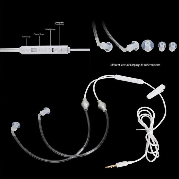 P&P 3.5mm Phone Stereo Headset Air Tube Acoustic Radiation-Free Earbud EMF Protector
