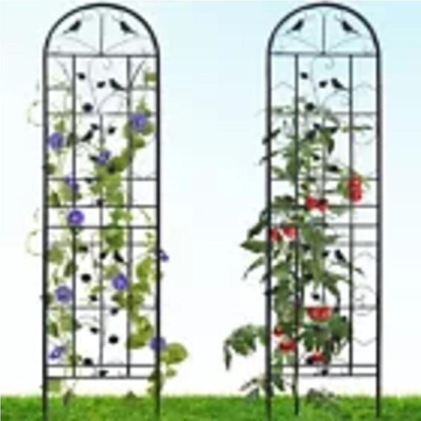 P&P 2x Anti-Rust Thick Metal Garden Trellis Wall Decorative Panels 23cm Deep Stakes