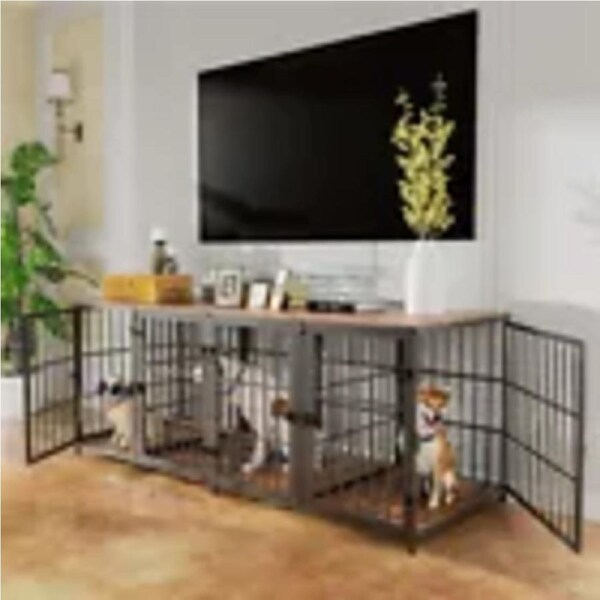 P&P Combo-able Dog Crate Furniture Table Heavy Iron Cage Removable Panel for 2+ Dogs
