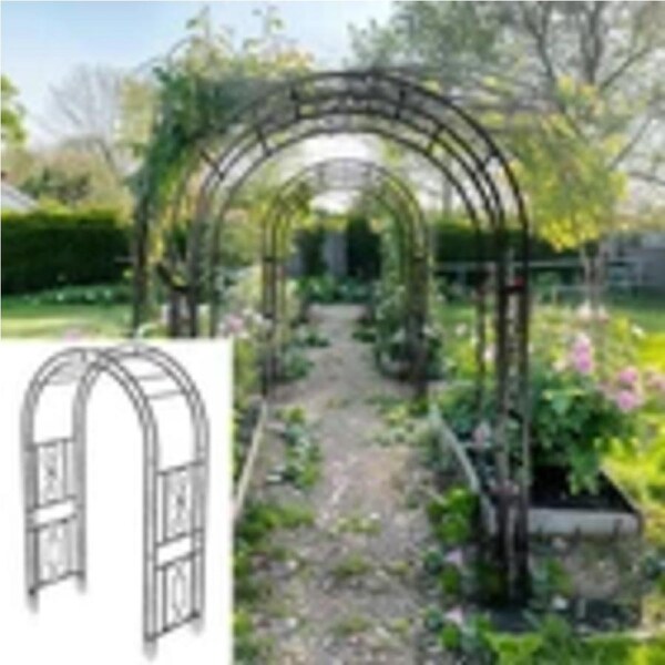 P&P Heavy Duty Iron Garden Arbor Vine Flowers Frame Stand RUST PROOF w/ Floor Prongs