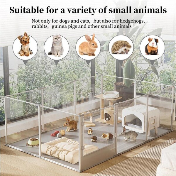 P&P 10 Panels Pet Pen Pups Clear Cage for Obedience Training and Separation Anxiety