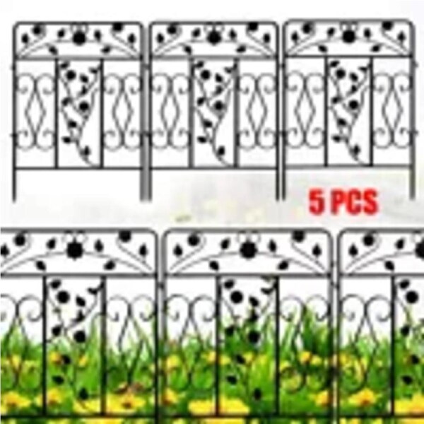 P&P 5 Panels Tall &Thicken Enough Decorative Garden Fence Flower Beds Rustproof Iron