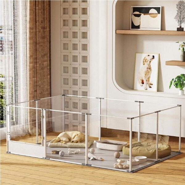 P&P 10 Panels Bigger Area Acrylic Pet Playpen Whelping Box Clear Fence Safety Guard