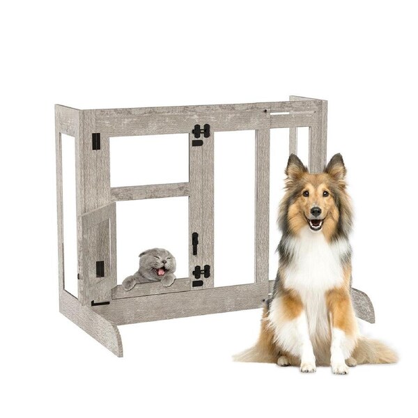 P&P Dog Gate Pet Fence Barrier Divider Freestanding Pet Wooden Enclosure Door Fence