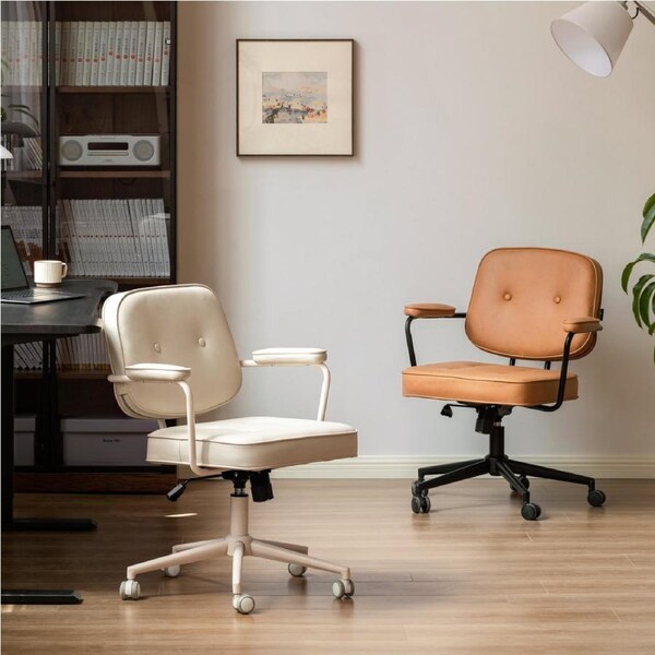 Adjustable Height Computer Chair/Office Chair with Eco Synthetic Leather Cushion and Caster Wheels