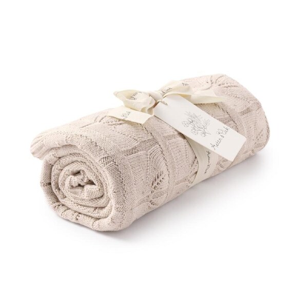 Aster and Oak Sand Fleck Knit Leaf Blanket