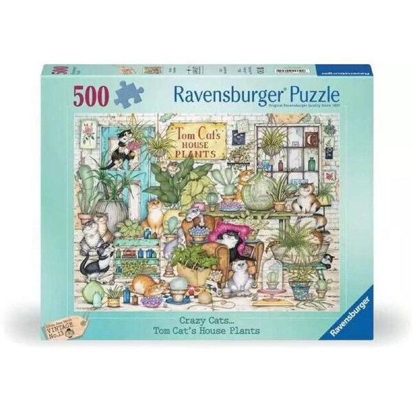 Ravensburger Puzzle 500pc - Crazy Cats Tom Cat's House Plants