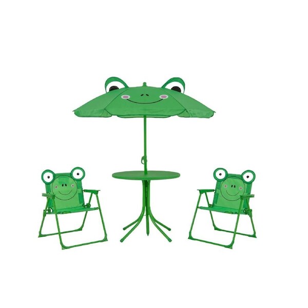 Babyjoy 4PCS Beach Set Indoor/Outdoor Activity Table w/Height Adjustable Umbrella Patio Furniture Green