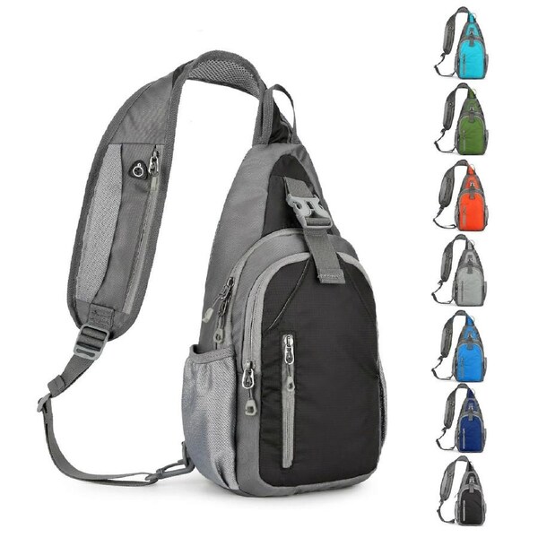 (Black)Small Crossbody Sling Backpack Walking Day Package, Light Ordinary Shoulder Bag Multiple Pocket Sports Outdoor Travel