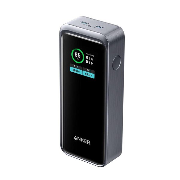 ANKER Prime A1335011 Power Bank - Black - For iPhone, MacBook - 2 x Type-C 65W - 12000 mAh - 2 x USB - Black