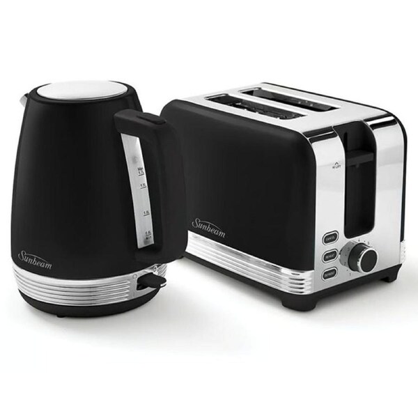 Sunbeam Toaster & Kettle Gift Set - Black Breakfast Making Pack - Christmas Anniversary Wedding Pack - Kitchen Appliances