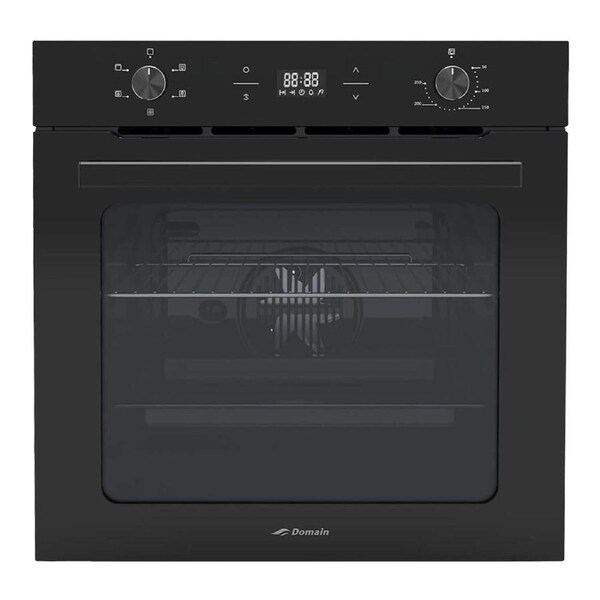 Domain Black Glass 5 Function Fan Forced Electric Oven with Digital Timer - 600mm