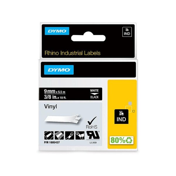 Dymo Rhino Vinyl 9mm Tape Blk