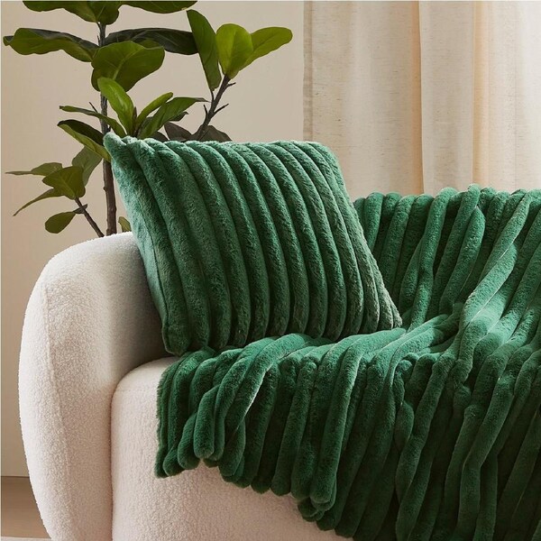 Dreamaker Chunky Embossed Fleece Cushion Emerald Green - 50 x 50cm