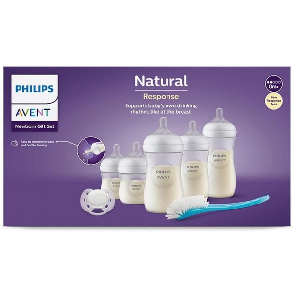 Avent Natural Response - Baby Bottle Starter Set - Newborn Infant Baby Milk Water Bottle Feeding Set