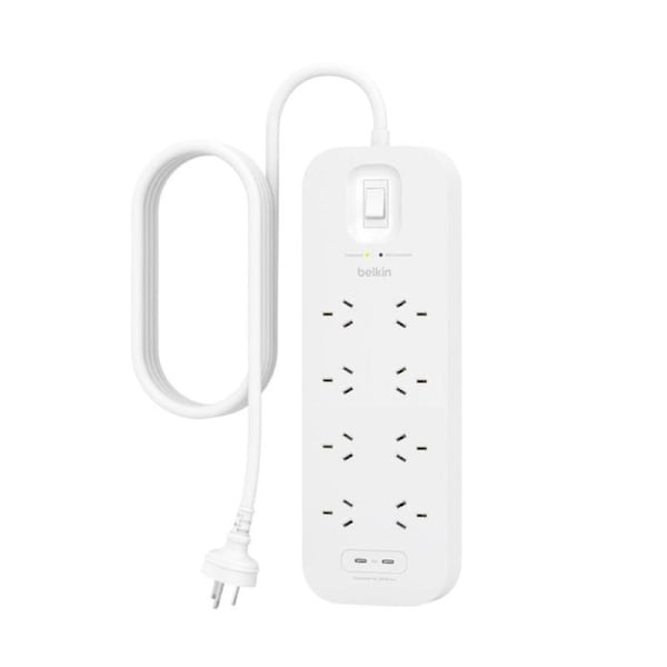 Belkin Connect 8 Outlet Surge Protector (with Dual USB-C 30W) - White