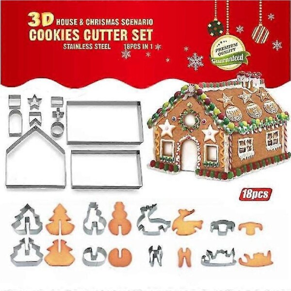 18 Pieces Cookie Cutters Christmas Cookie Molds Set Baking Pan Various Shapes For Baking Cookies