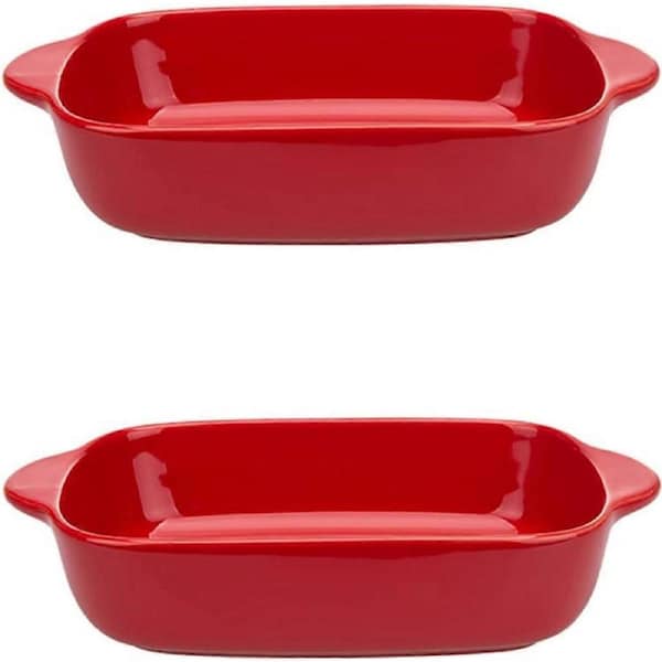 Ceramic Oven Dish,Pie Dish, 8.8 Inches Pie Pan, Porcelain Oven Dishes, Pie Plate, Non-Stick Quiche Dish for Cooking, Set of 2,Red