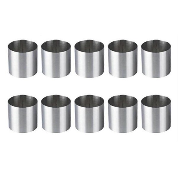 10 Pieces Stainless Steel Mousse Rings Round Biscuit Cutter Cake Mold Kitchen Baking Pastry Tool for