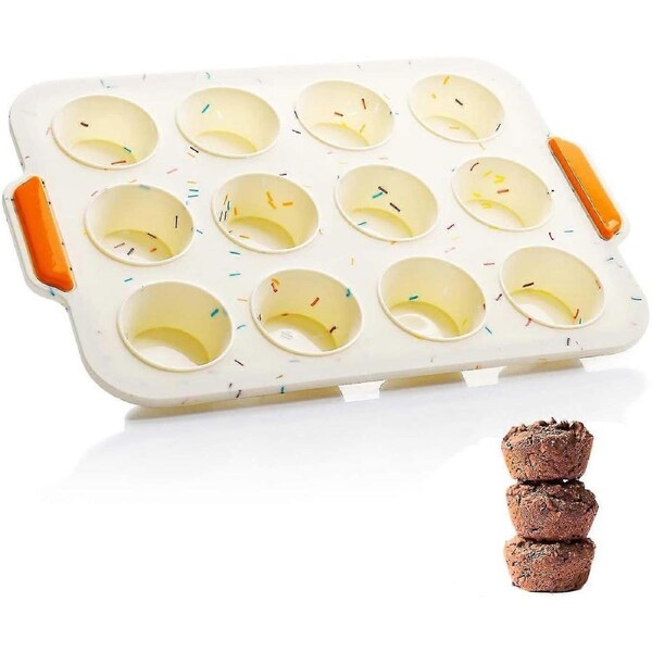 12 Pack Mini Silicone Muffin Pans with Metal Reinforcement Frame - Muffin Pan Muffin Pan Muffin Tray Bakeware with Non-