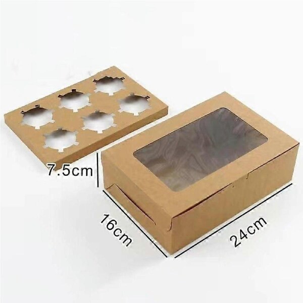 Dww-Lot de 20 Botes Cupcakes Bakery Kraft Contenant Boite Papier Kraft Marron Botes pour Cadeaux et Gteaux Maison avec Fentre Transparente pour Cupca