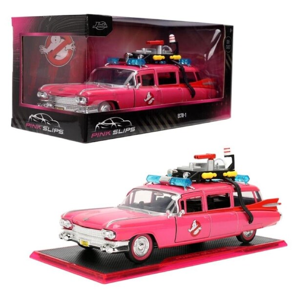 Pink Slips Ghostbusters Ecto-1 Pink 1:24 Scale Diecast Vehicle
