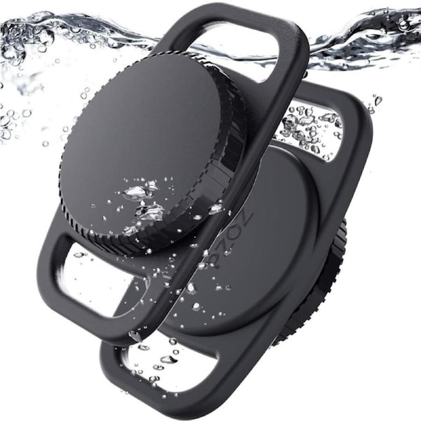 PZOZ (2 Pack) Waterproof Apple AirTag Dog Collar, PC+Silicone Air Tag Pet Collar Holder Case, Mute AirTag Collar Cover for Cat Dog Anti-Lost GPS Tracker