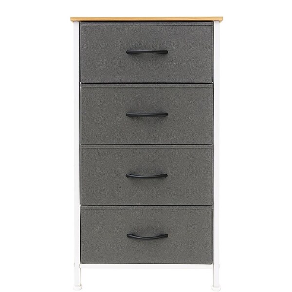 Foret Chest of 4 Drawers Storage Cabinet Tower Dresser Wood Top Tallboy Organizer