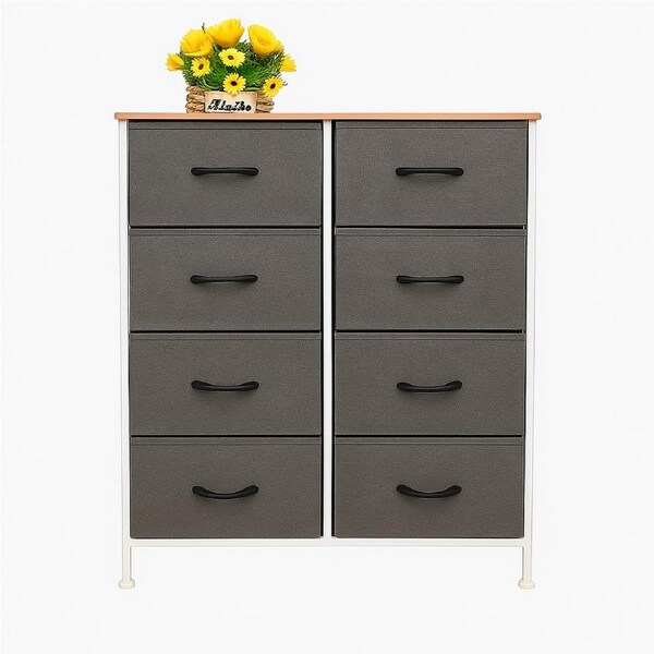 Foret Chest of 8 Drawers Storage Cabinet Tower Dresser Tallboy Retro Wooden Top