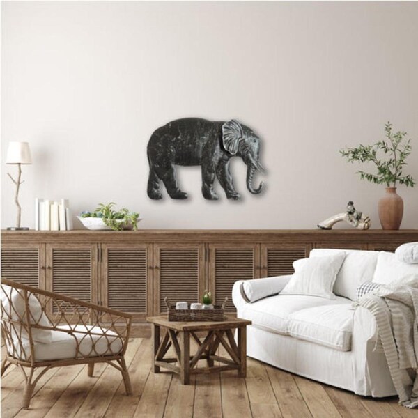 35cm Elephant Metal Wall Art Set of Two