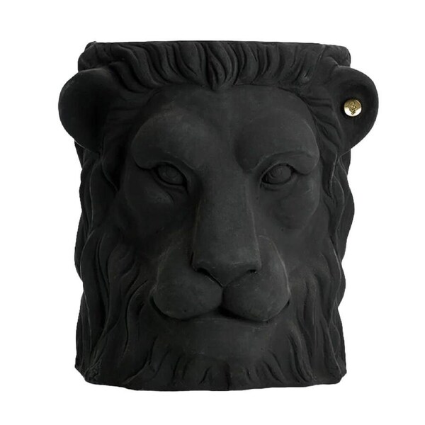 Garden Glory Lion Flower/Plant Pot Centerpiece Tabletop Decor Large Black