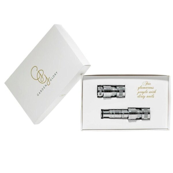 2pc Garden Glory Hose Nozzles For 1/2in Waterhoses Silver Bullet/Chrome