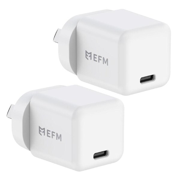 EFM ECO 30W GaN Wall Charger Twin PackWith Power Delivery and PPS