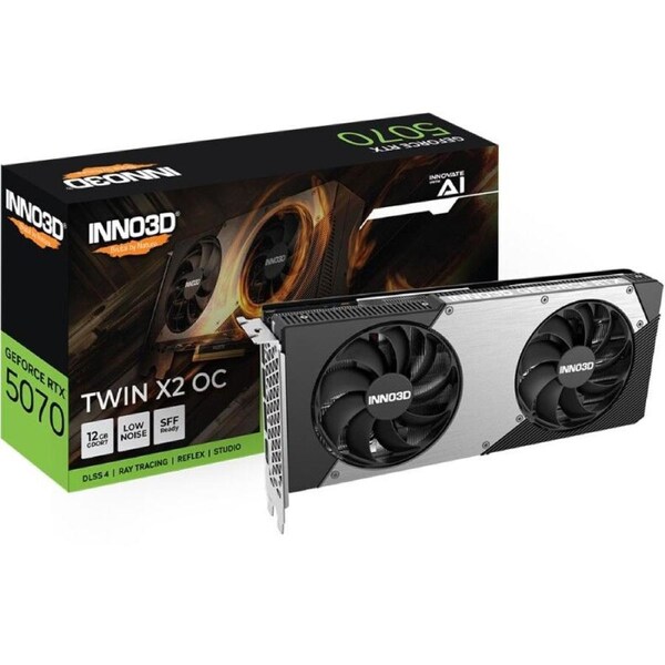 INNO3D nVidia GeForce RTX 5070 TWIN X2 OC 12GB GDDR7 2542 MHz Boost Clock, RAM 28 Gbps, 3x DP, 1xHDMI 250x116x41mm