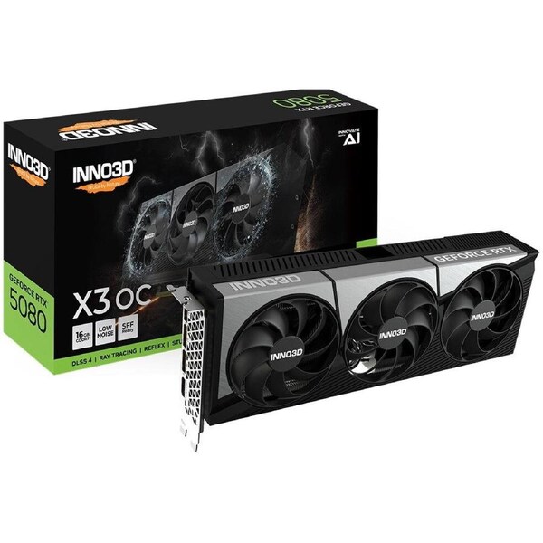 INNO3D nVidia GeForce RTX 5080 X3 OC 16GB GDDR7 2640MHz Boost Clock, RAM 30 Gbps, 3x DP, 1xHDMI 300x120x50mm