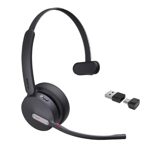 Yealink BH70 Bluetooth Wireless Mono Headset Microsoft Teams, 3 mic noise cancellation Talk time up to 35h BT51 C Dongle with Type A Adaper