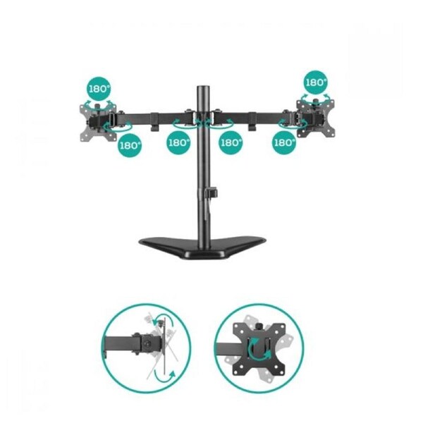 mbeat® activiva Dual-Screen Articulating Monitor Arm with Free-Standing Desktop Base provides the perfect solution for ergonomic comfort and workspace