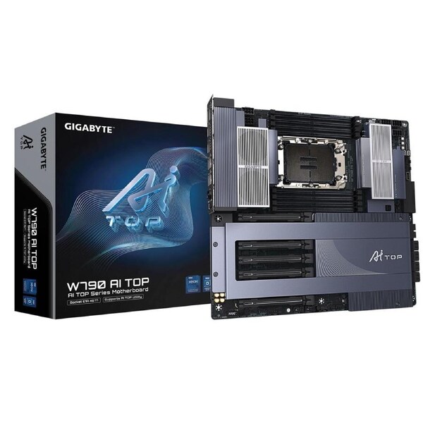 Gigabyte W790 AI TOP Motherboard, Intel W790, 5 x PCI Express x16 slots, 6x M.2, 8 x SATA, 8x USB 3.2, 1 x USB Type-C, Intel Wi-Fi 7