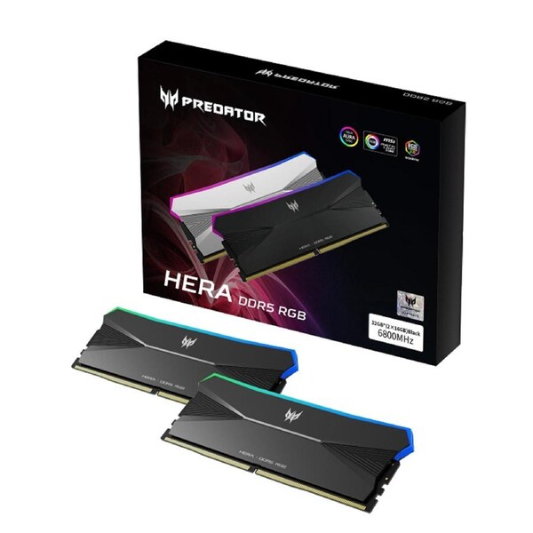 PREDATOR HERA DDR5 64GB Black 48GBx2 6400Mhz 1R8 CL32 Supports Intel XMP 3.0 and AMD EXPO CL32-39-39-102 1.35 V