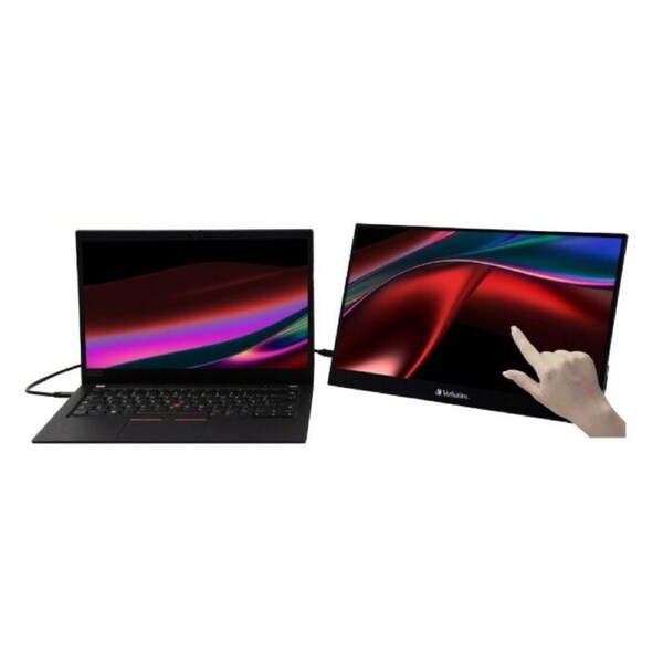 Verbatim 17.3' USB-C Portable 10 Point Touch, Full HD 1080p, HDMI, IPS Portable, Business, Sleeve, Ultra Portable Black Aluminium, Win & IOS Monitor