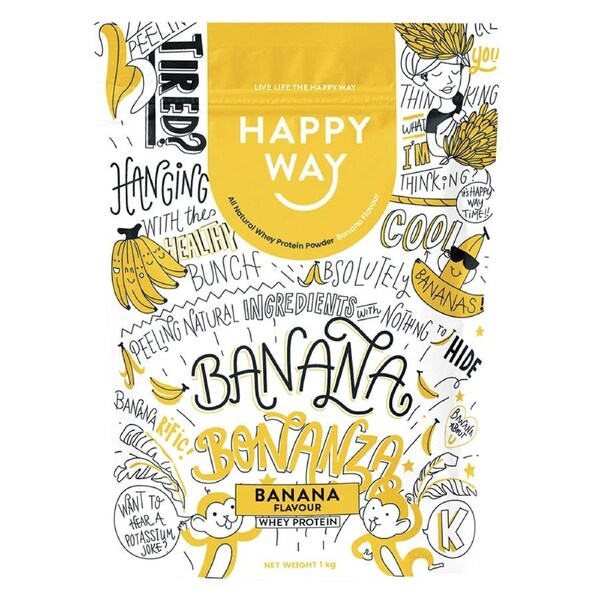 Happy Way Whey Protein Powder Banana 1kg