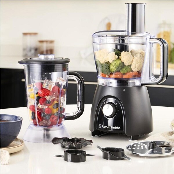 Russell Hobbs Food Processor - Fruit Vegetable Slicer Slicing Machine w/ Blender - Smoothie Maker