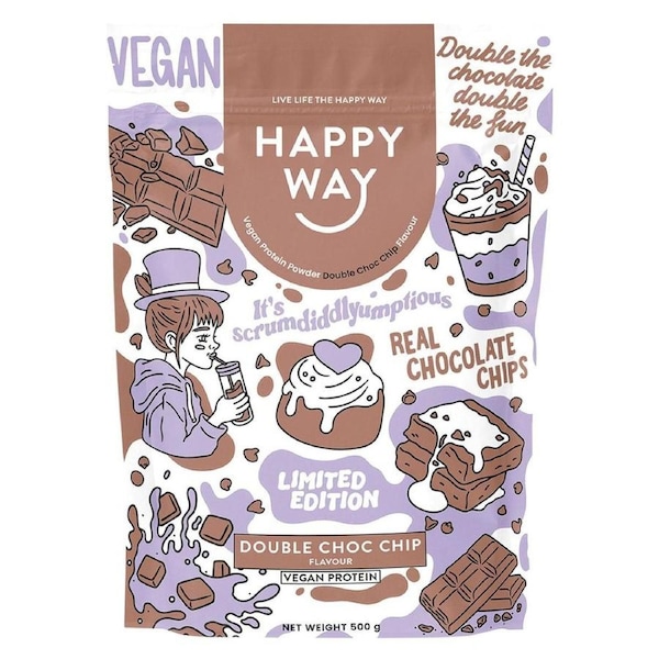 Happy Way Vegan Protein Powder Double Choc Chip 500g