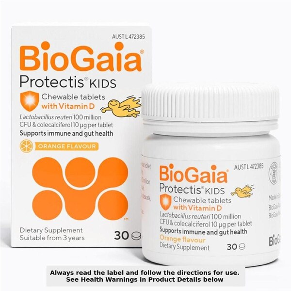 BioGaia Protectis Kids Probiotic With Vitamin D Orange 30 Chewable Tablets