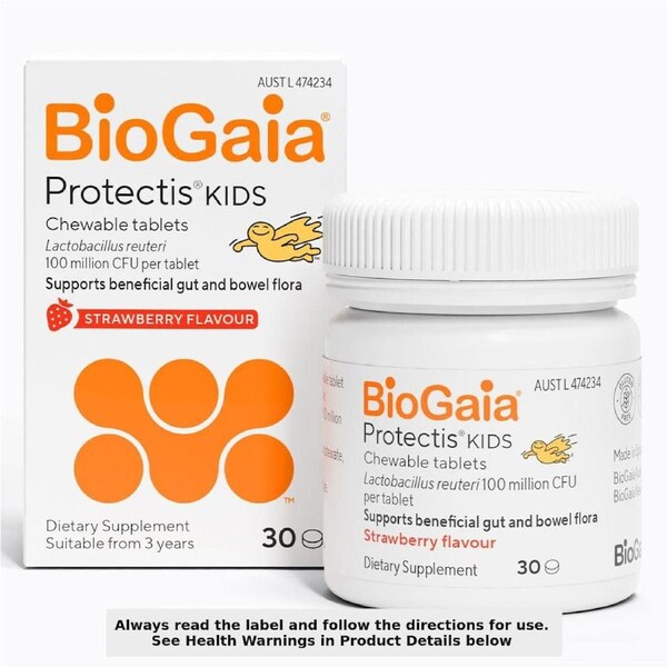 BioGaia Protectis Kids Gut Probiotic Strawberry 30 Chewable Tablets