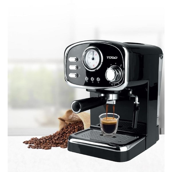 TODO Espresso Coffee Machine Maker Automatic 15 Bar Pump 1.25L - Black