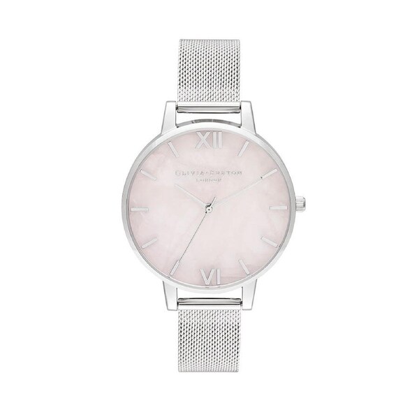 Olivia Burton Semi Precious Silver Mesh Watch