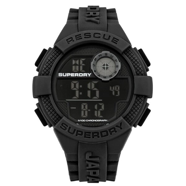 Superdry Radar Digital Black Silicone Strap Watch
