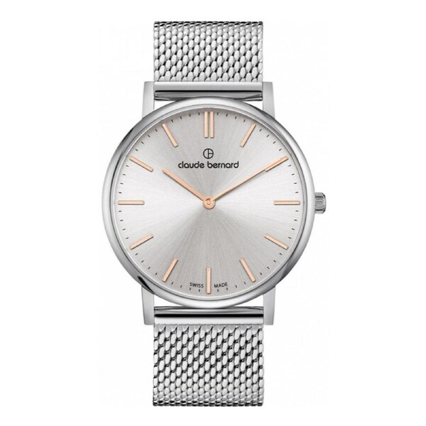 Claude Bernard 41mm Silver Dial Stainless Steel Strap Watch